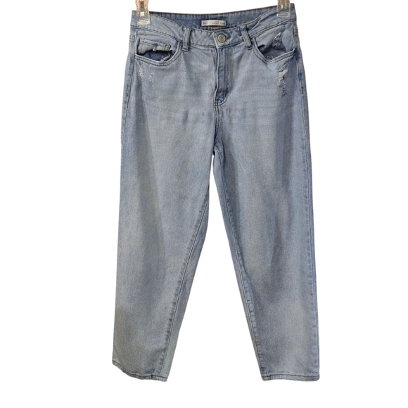 SO Blue Jeans Ankle Cropped Distressed Denim Light-Wash Blue Juniors size 9 - Picture 1 of 12